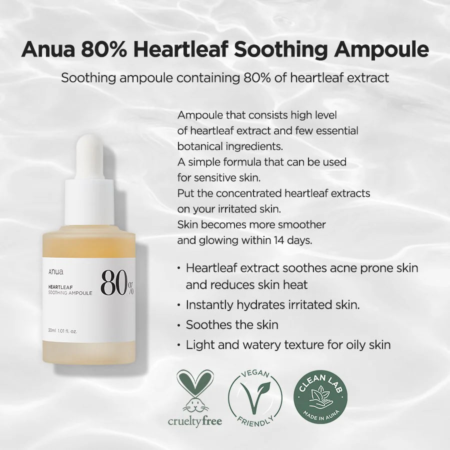Anua Heartleaf 80 Moisture Soothing Ampuole 80% 30ml