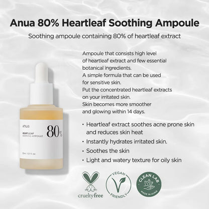Anua Heartleaf 80 Moisture Soothing Ampuole 80% 30ml