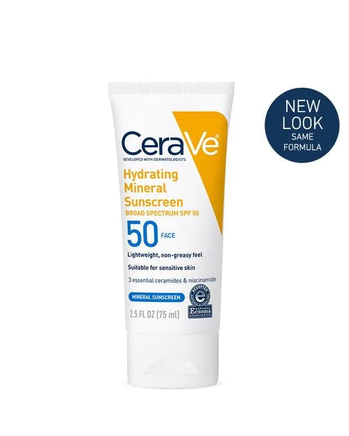 CeraVe Hydrating Mineral Face Sunscreen Lotion SPF 50 75ml