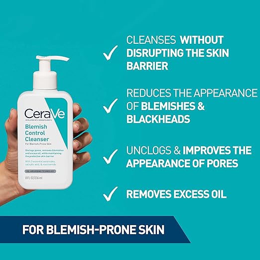 Cerave - Blemish Control Face Cleanser With 2 Salicylic Acid & Niacinamide For Blemish-Prone Skin 236Ml
