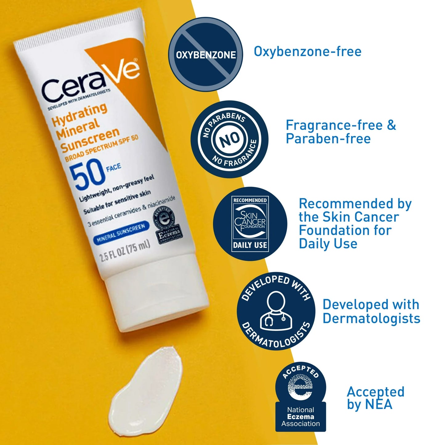 CeraVe Hydrating Mineral Face Sunscreen Lotion SPF 50 75ml