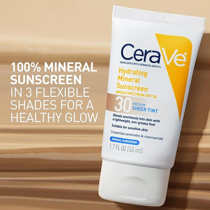 CeraVe Hydrating Mineral Sunscreen SPF 30 Face Lotion 50ml