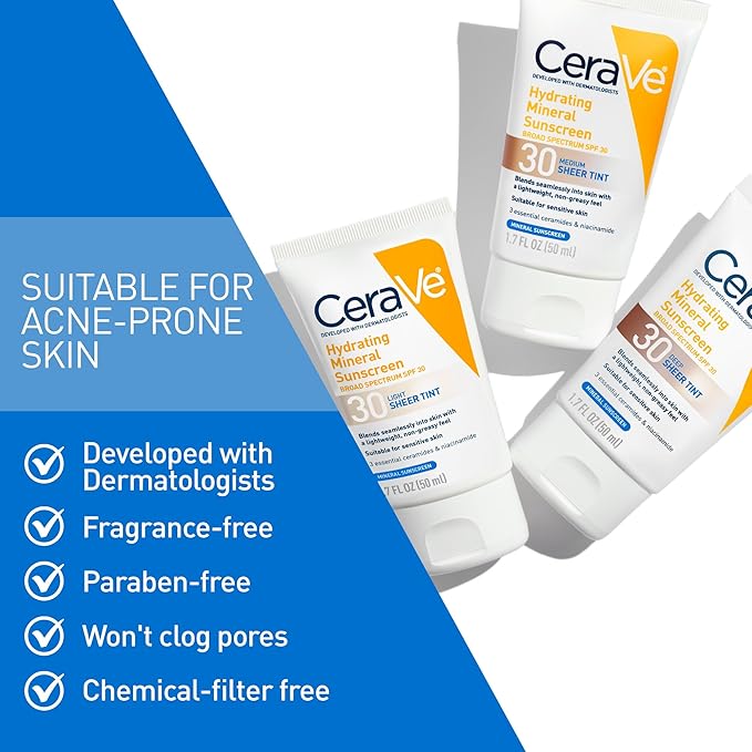 CeraVe Hydrating Mineral Sunscreen SPF 30 Face Lotion 50ml