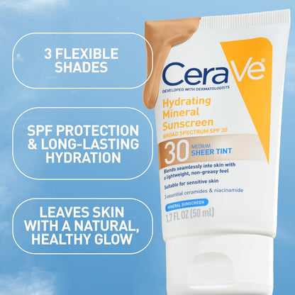 CeraVe Hydrating Mineral Sunscreen SPF 30 Face Lotion 50ml