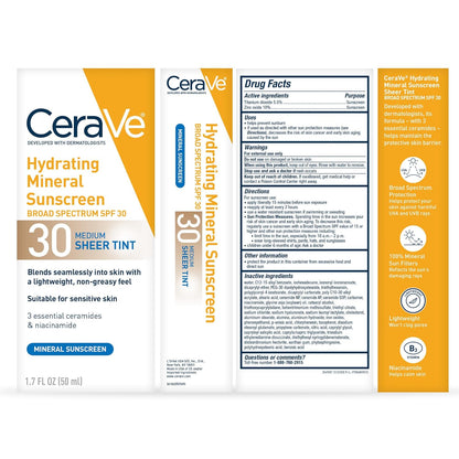 CeraVe Hydrating Mineral Sunscreen SPF 30 Face Lotion 50ml